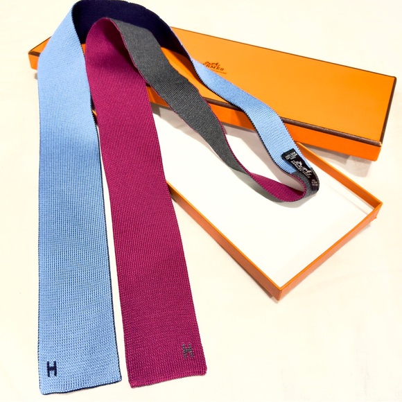 🔥HERMES EXCLUSIVE🔥🆕💯AUTH HERMES Maille De Soie 4 Temps Muti Seasons Tie😍 - Picture 13 of 17